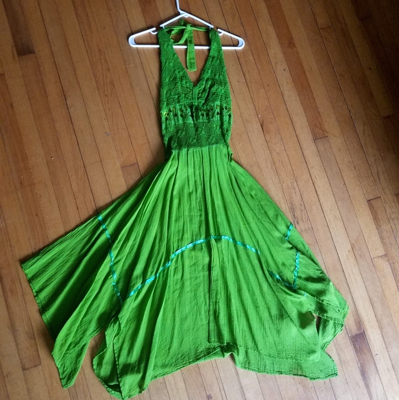 Green asymmetrical halter dress - Picture 1 of 5